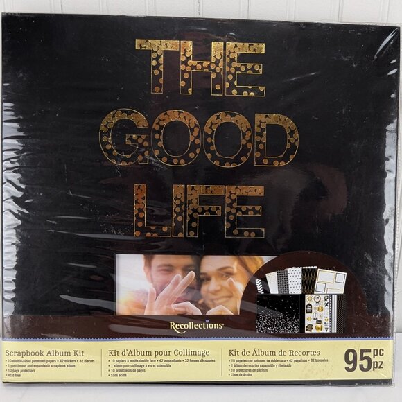 Recollections Scrapbook Album Kit The Good Life 95 Pieces 12"x12" Black Gold New - Picture 1 of 14